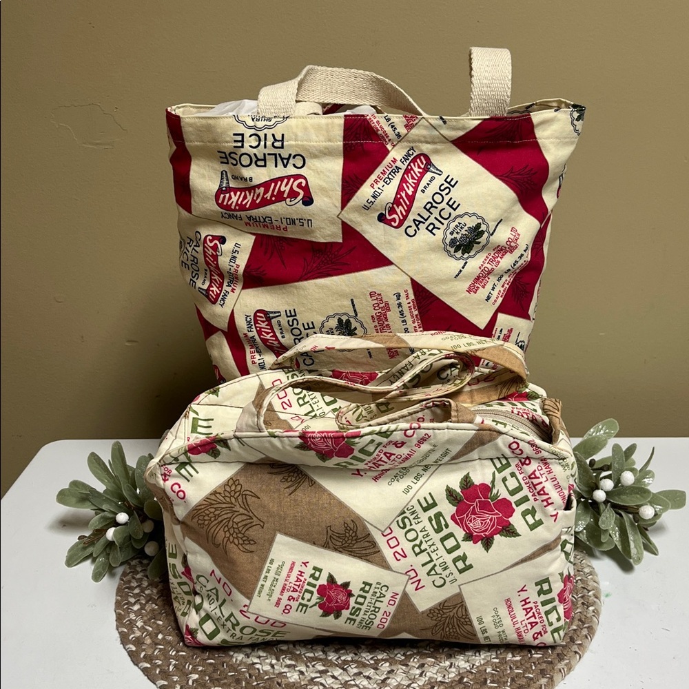 VTG one of a kind Calrose Rice Bag & Shirukiku Calrose Rice Bags totes - Picture 2 of 13